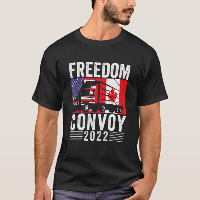 Convoy 2022 TRUC: Amerikanische Flagge - Kanada T-Shirt (Vorderseite)