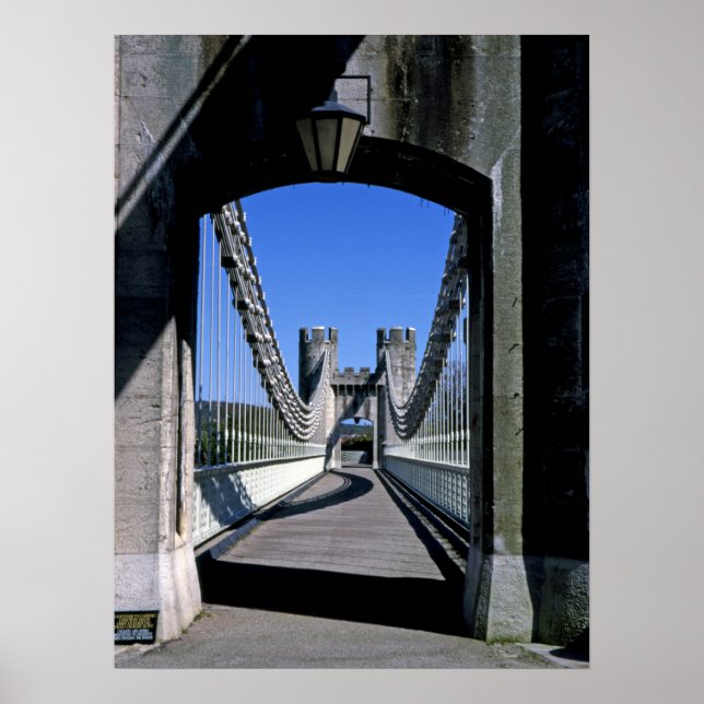 Conwy Suspension Bridge Conwy North Wales Postcard Poster (Vorne)