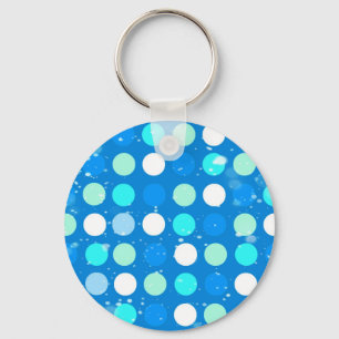 Coo große blaue, weiße, hellblaue Polka-Punkte Schlüsselanhänger