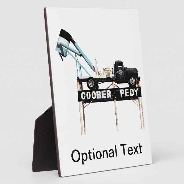 Coober Pedy Opal Mining Truck Begrüßungszeichen Fotoplatte (Seite)