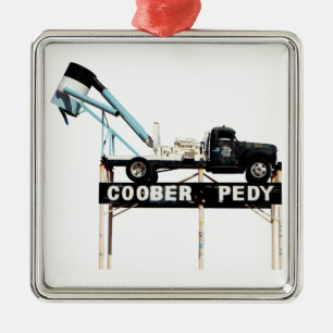 Coober Pedy Opal Mining Truck Welcome Sign Silbernes Ornament