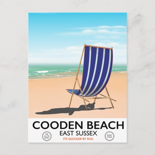 Cooden Beach East Sussex Vintage Reiseplakat Postkarte (Vorderseite)