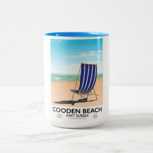 Cooden Beach East Sussex Vintage Reiseplakat Zweifarbige Tasse