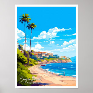 Coogee Beach Australien Reise Vintage-Illustration Poster