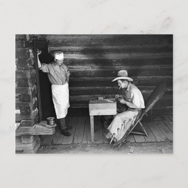 Cook beim Kartenspielen eines Cowboys Postkarte (Vorderseite)