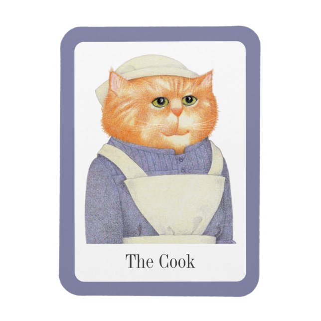 COOK CAT 3x4 Flexible Magnet + Text (Vertikal)