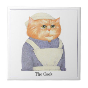 COOK CAT 4.25" Keramik Tile + Text Fliese