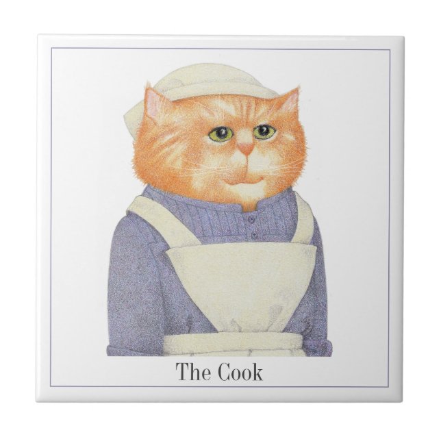 COOK CAT 4.25" Keramik Tile + Text Fliese (Vorderseite)