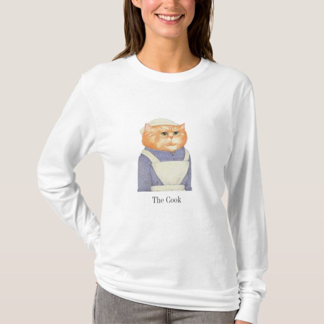 COOK CAT Damen Langarm Basic T-Shirt (Vorderseite)