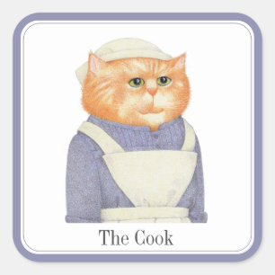 COOK CAT Großquadratische Aufkleber + Text