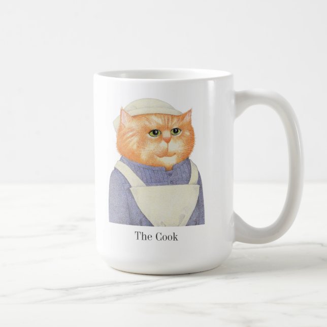 COOK CAT hohe weiße Tasse + Text (Rechts)