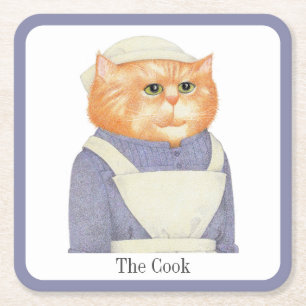 COOK CAT Square Paper Untersetzer + Text