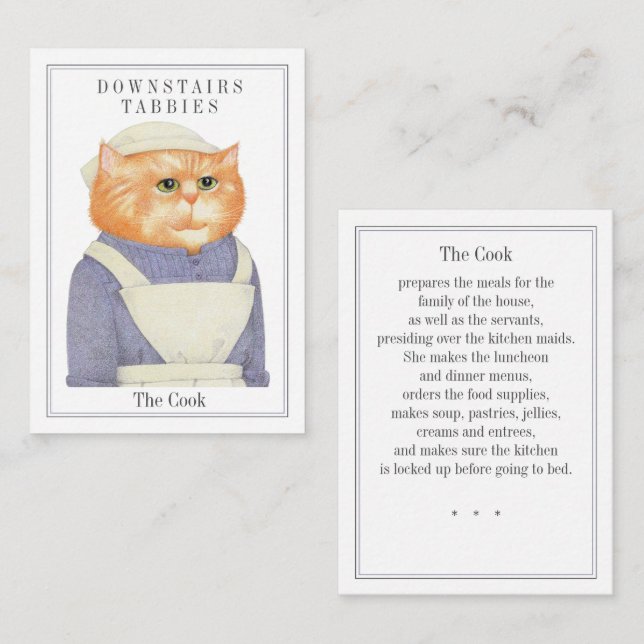 COOK CAT Trading Card Mitteilungskarte (Vorne/Hinten)