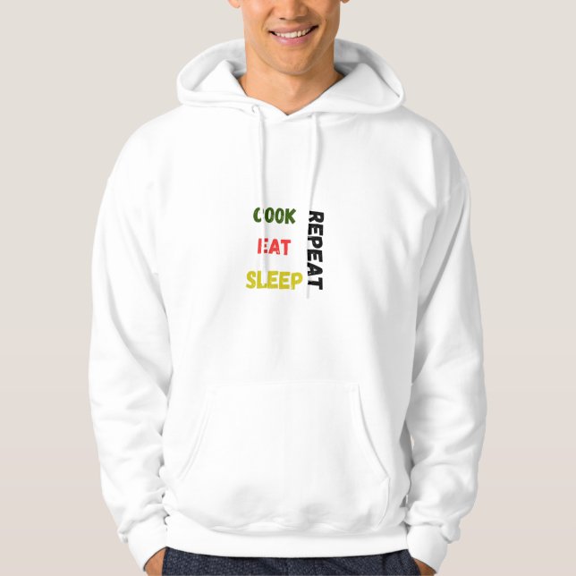 "Cook Eat Sleep Repeat" Funny Men Hoodie (Vorderseite)