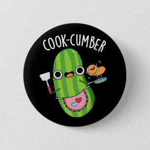Cook-Gurke Funny Cucumber Pun Dark BG Button