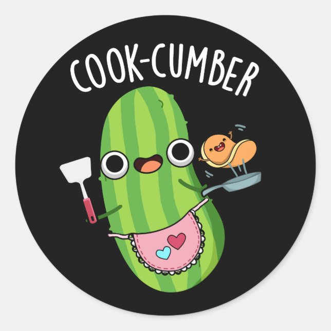 Cook-Gurke Funny Cucumber Pun Dark BG Runder Aufkleber (Vorderseite)