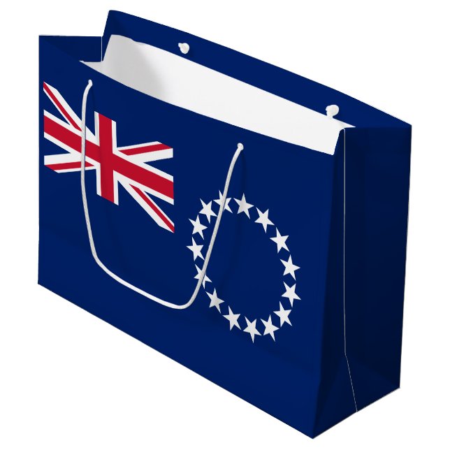 Cook Islands Flag Große Geschenktüte (Vorderseite Schrägansicht)