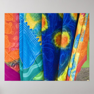 Cook Islands, Rarotonga. Batik cloth Punanga Nui Poster