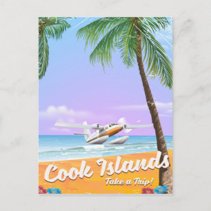 Cook Islands Vintage Reise Beach Poster. Postkarte