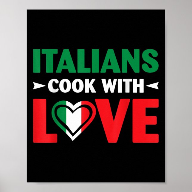 Cook With Love Italian Chef Funny Sayings Quotes  Poster (Vorne)