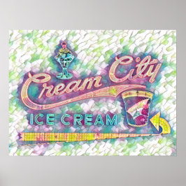 Cookeville, TN Cream City Neon signieren Wasserfar Poster