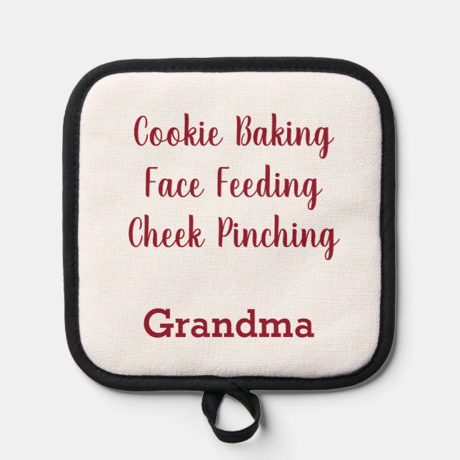 Cookie Backgesicht Fütternd Wange Pinching Oma Topflappen (Vorderseite)