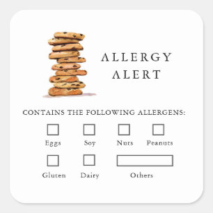 Cookie Bakery Food Safety Allergie Alert Quadratischer Aufkleber