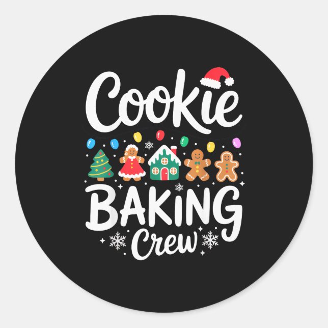 Cookie Baking Crew Christmas Chefs Festive Holiday Runder Aufkleber (Vorderseite)