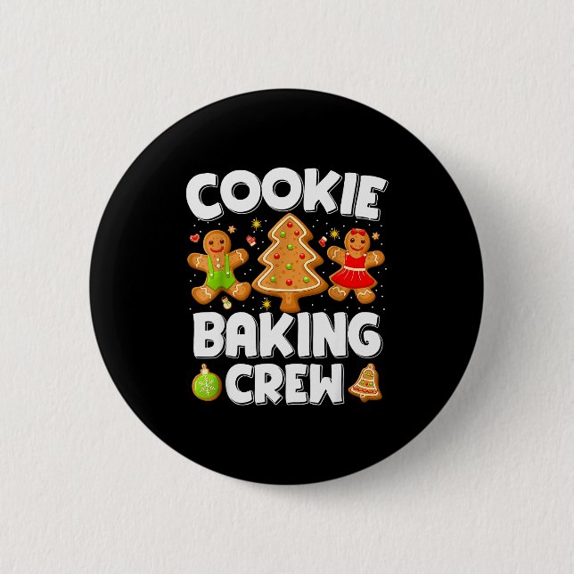 Cookie Baking Crew Christmas Gingerbread Team Squa Button (Vorderseite)