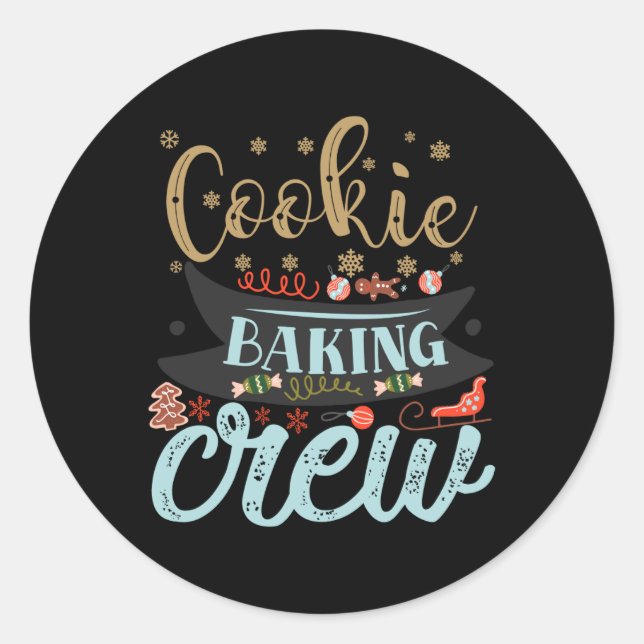 Cookie Baking Crew Christmas Holiday Family T Shir Runder Aufkleber (Vorderseite)
