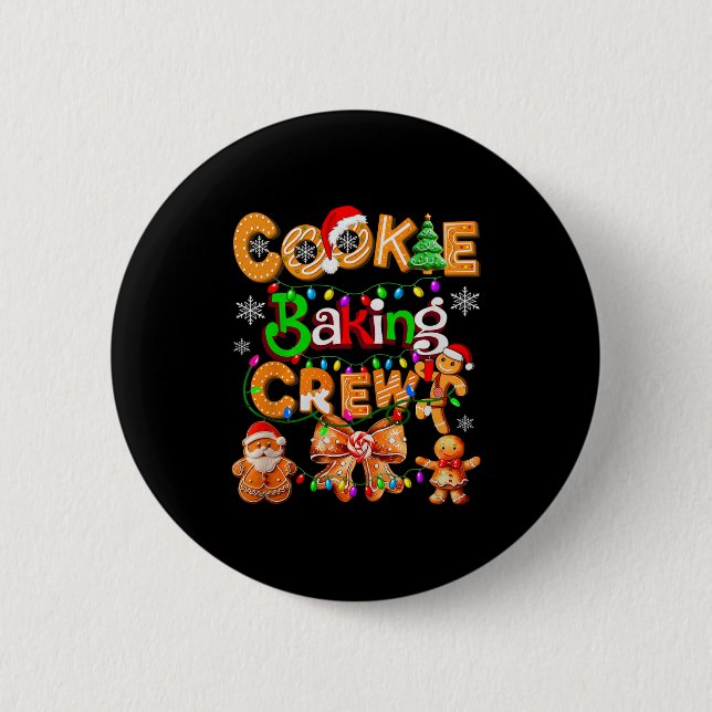 Cookie Baking Crew Cooking Coquette Bow Xmas Ginge Button (Vorderseite)