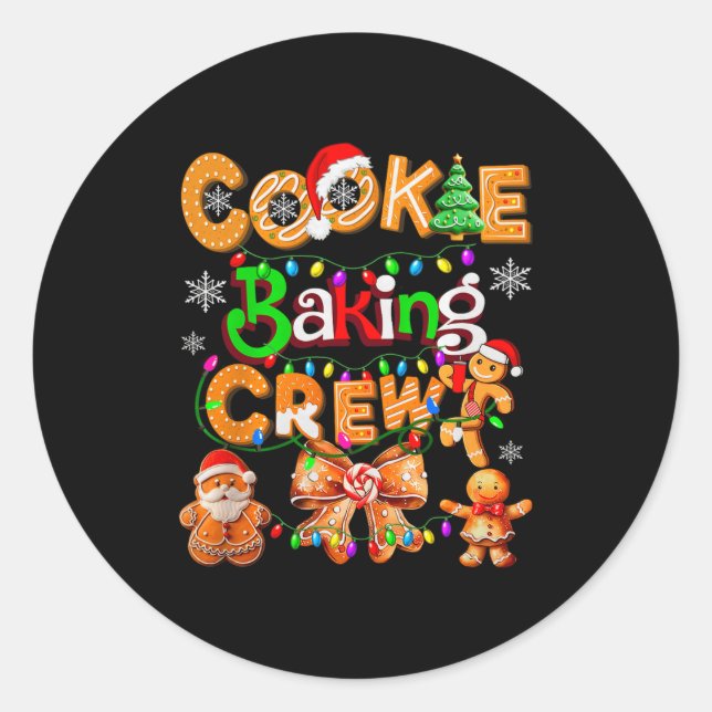 Cookie Baking Crew Cooking Coquette Bow Xmas Ginge Runder Aufkleber (Vorderseite)