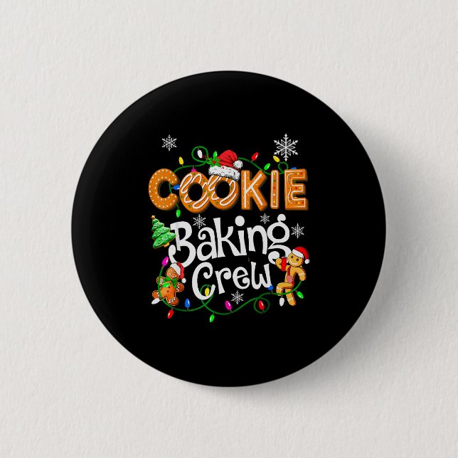 Cookie Baking Crew Cooking Lover Santa Xmas Ginger Button (Vorderseite)