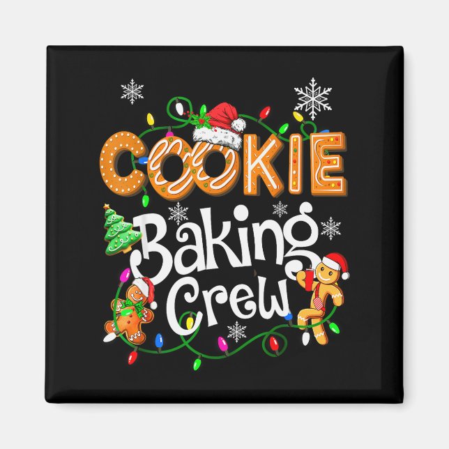 Cookie Baking Crew Cooking Lover Santa Xmas Ginger Magnet (Vorne)