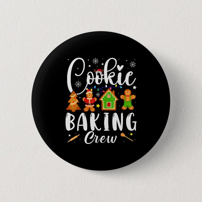 Cookie Baking Crew Family Christmas Gingerbread Te Button (Vorderseite)