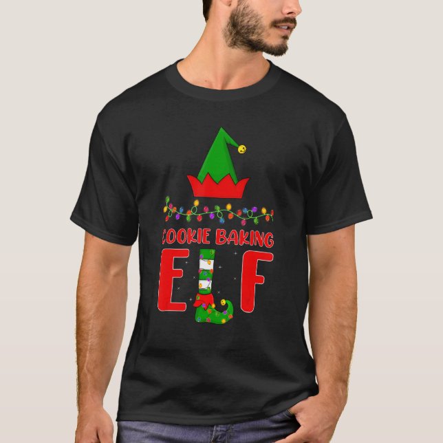 Cookie Baking Elf Matching Family Lighting Christm T-Shirt (Vorderseite)