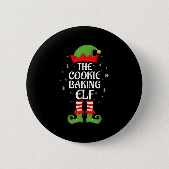 Cookie Baking Elf Xmas Familie Matching Elf Squad  Button (Vorderseite)
