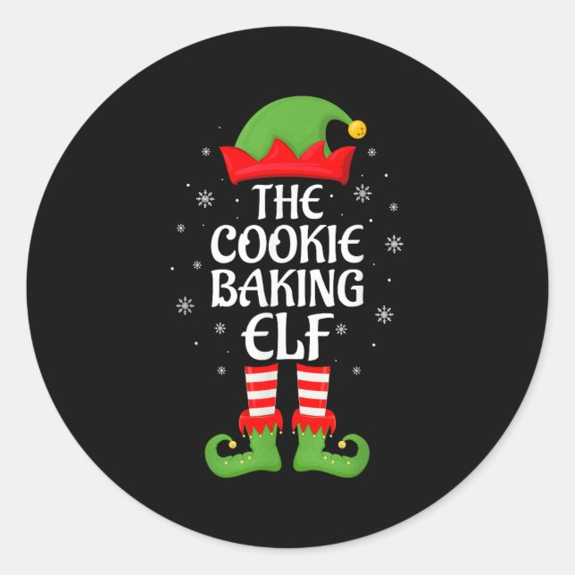 Cookie Baking Elf Xmas Familie Matching Elf Squad  Runder Aufkleber (Vorderseite)