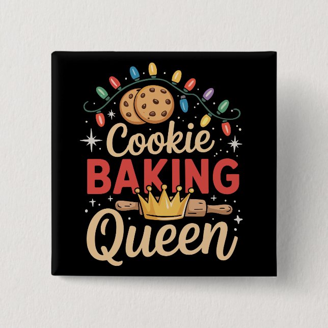 Cookie Baking Queen Baker Bäckerei Weihnachten Button (Vorderseite)