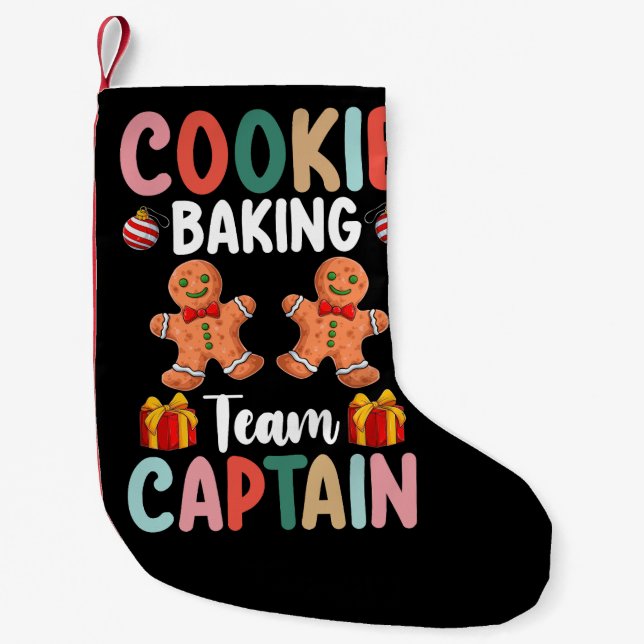 Cookie Baking Team Kapitän Familie Weihnachten Kleiner Weihnachtsstrumpf (Vorderseite)