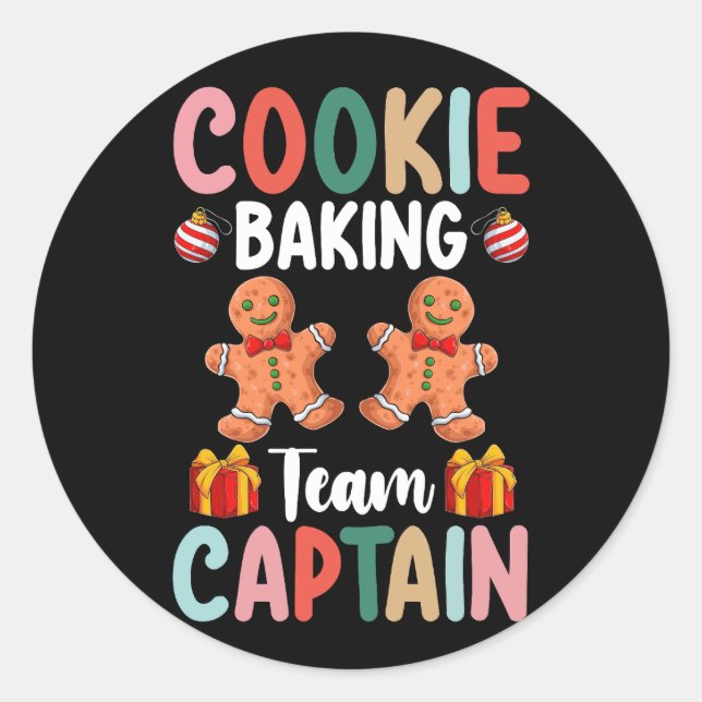 Cookie Baking Team Kapitän Familie Weihnachten Runder Aufkleber (Vorderseite)