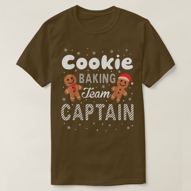 Cookie Baking Team Kapitän Gingerbrett Weihnachten T-Shirt (Design vorne)