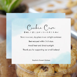 Cookie Care Instructions Simple Blue Watercolor Dankeskarte