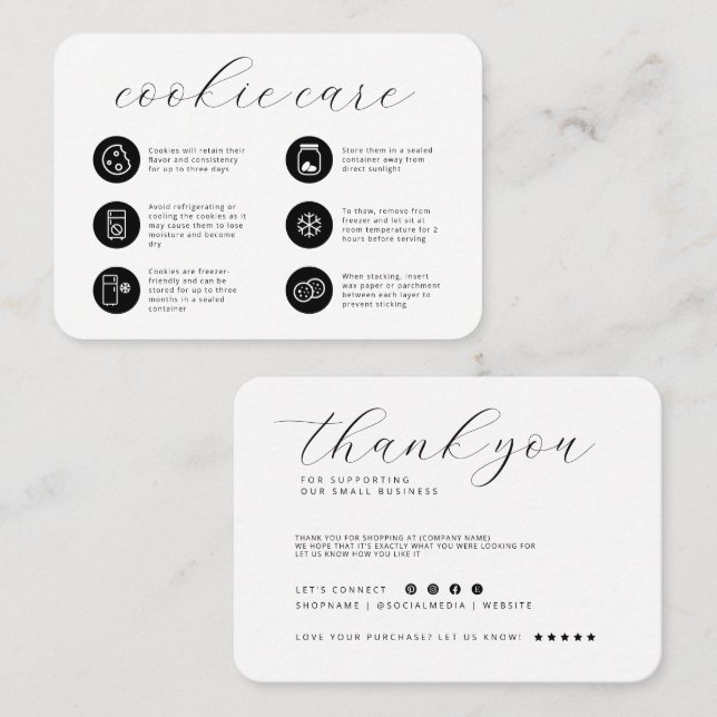 Cookie Care Minimalistisch Flat Dankeschön Karte (Vorne/Hinten)