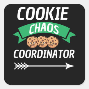 Cookie Chaos Koordinator Scouting Lover Quadratischer Aufkleber