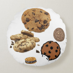Cookie Chocolate Chips Süßigkeiten Dessert Bäckere Rundes Kissen