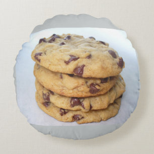 Cookie Chocolate Chips Süßigkeiten Dessert Bäckere Rundes Kissen