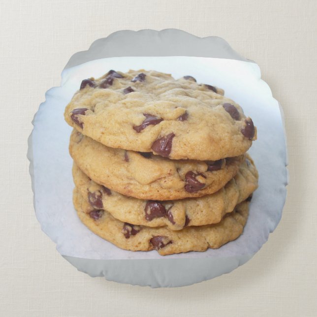 Cookie Chocolate Chips Süßigkeiten Dessert Bäckere Rundes Kissen (Vorderseite)