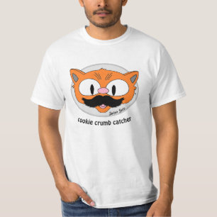 Cookie Crumb Catcher Mustache Spaß Cartoon Chat T-Shirt