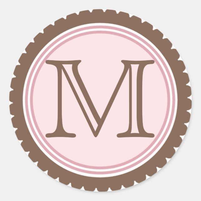 Cookie Cut Chocolate Pink Monogram Initial Sticker (Vorderseite)